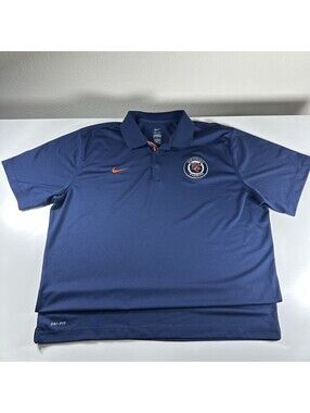 Detroit Tigers Polo Shirt Mens XXL Blue MLB Nike Dri Fit Performance Cooperstown
